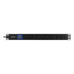 DELTACO Bluewalker PDU Powerwalker LC-16A 10xIEC C13 1U stelažinis Basic PDU, 16A, 2m kabelis