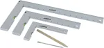 Br&uuml;der Mannesmann M81210 5 dalių kampainio rinkinys su braižikliu, grūdintas plienas, metrinė, 100 mm liniuotė, 0-180&deg; kampamatis, 45&deg; įstrižainė, centrinis kampainis, plastikinis dėklas 0418002