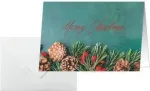 SIGEL DS642 &ldquo;Green Christmas&rdquo; A6 gulsčio formato atvirukai, 250 gsm baltas kartonas, ra&scaron;aliniams/lazeriniams/kopijavimo aparatams, 5 atvirukai su vokais