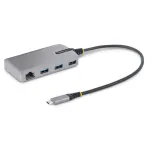 StarTech.com 3 prievadų USB-C centras su Ethernet - 3x USB-A prievadai, Gigabit Ethernet RJ45, USB 3.0 5Gbps, maitinamas i&scaron; magistralės, 1 pėdos/30 cm ilgio kabelis - ne&scaron;iojamas ne&scaron;iojamojo kompiuterio USB-C tipo centro adapteris su GbE