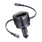 Automobilinis įkroviklis Baseus Enjoyment Max 60W su USB-C ir Lightning laidais, dviejų prievadų greitasis įkrovimas