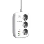 Power Strip Tellur TLL331521 Smart WiFi su 3 ki&scaron;tukiniais lizdais, PD 30W, QC 18W