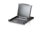 ATEN CL1000M-ATA-GG Slideaway KVM LCD konsolė spintai, 43,2 cm (17 colių), 1U, 1280 x 1024, VGA, PS/2-USB, juoda
