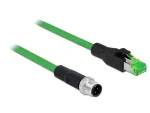 Delock tinklo laidas M12 4 kontaktų D-koduotas į RJ45 ki&scaron;tuką, PVC, 2 m