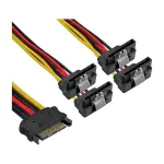 InLine SATA maitinimo 1 į 4 laidas, lizdas / 4x SATA ki&scaron;tukas kampu su fiksatoriais, 0,30 m