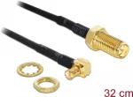 DeLOCK 88472 antenos kabelis, RP-SMA lizdas, įleidžiamasis, MCX ki&scaron;tukas 90&deg;, 32 cm, juodas