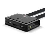 Lindy 2 portų KVM perjungiklis, HDMI 4K60, USB 2.0 ir audio, kabelis, juodas