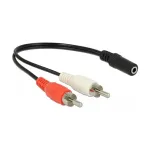 DeLOCK 85806 audio kabelis: 2x RCA ki&scaron;tukas ir 3,5 mm stereo lizdas, 0,2 m, juodas