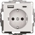 GIRA SCHUKO USB maitinimo blokas 2f System 55 model 245927, SCHUKO ki&scaron;tukinis lizdas su integruotu USB įkrovimu