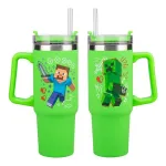 Paladone Minecraft Green 900ml izoliuotas puodelis su &scaron;iaudeliu
