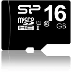 MicroSDHC atminties kortelė Silicon Power 16GB Class 10 UHS-I U1 40 MB/s, atspari vandeniui, juoda