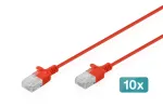 Digitus DK-1618-010S-R-10 Etherneto pataisos laidas raudonas CAT 6 U-UTP, 1 m, 10 vnt.