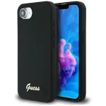 Guess Silicone Script Metal Logo MagSafe Case, iPhone 16e, juoda