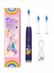 iLike Kids Rechargeable Sonic Electric Toothbrush, USB Charging, 3 Brush Heads (1+2 Replacement Heads), Soft Bristles, Waterproof, Space Astronaut Design Purple
