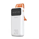 Dudao K6Pro+ Power Bank 20000mAh su 4 įmontuotais kabeliais USB-C, Micro USB, Lightning, USB-A (įvestis) - balta