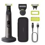 Philips OneBlade Pro 360 QP6652/61 Veidui ir Kūnui, Įmontuotas ekranas, Skalbianas, Akumuliatorius, Chromuotas