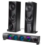 2 in 1 PC garsiakalbis Soundbar kompiuteriui su RGB LED ap&scaron;vietimu, stereo, USB, 2 x 3W, AUX 3.5 mm