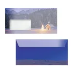 Sigel 50 Kalėdiniai vokai Christmas Chapel, DIN long, lipniu kra&scaron;tu, įvairiaspalviai, 220 x 110 mm, 80 g/m&sup2;, FSC sertifikuoti