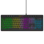 Wozinsky WKG-1044 laidinis žaidimų klaviatūra, membraninė, RGB foninis ap&scaron;vietimas, juoda, pilno dydžio i&scaron;dėstymas, USB-A, 104 klavi&scaron;ai, anti-ghosting