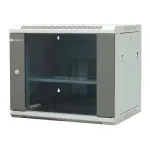 EMITER EM/AP6409 9U sieninis tinklo spintos 19 colių 600x450x500 mm pilka, grūdinto stiklo durelės, užrakinama