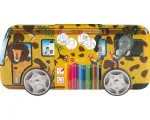 Faber-Castell Eberhard Faber Animal COLORI flomasterių rinkinys, 12 skirtingų spalvų, 1,0 mm, vandeniniais dažais, Safari apvali metalinė dėžutė 551113