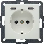 Hager Berker 48151909 Schuko lizdas su USB-C 20W PD, S.1, poliarinė balta blizgi