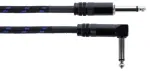 Cordial 14780 instrumentinis kabelis 3 m &ndash; 6,3 mm TS jack į 6,3 mm TS jack, juodas/mėlynas tekstilinis apvalkalas