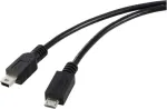 Renkforce USB 2.0 kabelis Micro-USB į Mini-USB, 0,5 m, juodas