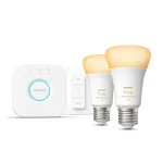 Philips Hue White ambience pradinis rinkinys: 2 E27 i&scaron;maniosios lemputės (1100) + reguliatoriaus jungiklis
