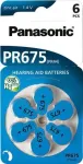 Panasonic PR675 (PR44) klausos aparatų baterijos, cinko-oras, 605 mAh, 6 vnt.
