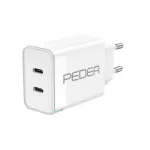 PEDEA Dual PD 40W USB Type-C/C baltas greitasis įkroviklis