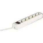 Hama 00030384 6 vietų elektros skirstytuvas su jungikliu, 45&deg; lizdais, 1,4 m, baltas