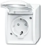 BUSCH JAEGER 20 EBW-54 - Ki&scaron;tukinis lizdas CEE 7/3 - 2P+E - Baltas - IP44 - 250 V - 16 A