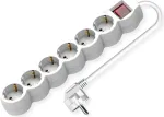 VALUE Power Strip long/Round+Sw. White 6x CEE 7/7 1.5m - Ilginamasis lizdų blokas