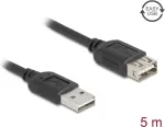 USB A prailginimo kabelis DELOCK 81515 USB 2.0, 5 m, juodas, paauksuoti kontaktai