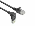 ACT Black 2 m U/UTP CAT6A LSZH Slimline pataisos laidas su RJ45 jungtimis 90&deg; kampu žemyn į tiesų
