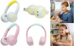 LogiLink BT0073BL Ausinės ant ausų Bluetooth laidinės &scaron;viesiai mėlynos geltonos sulankstomos (BT0073BL)