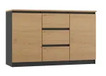 Komoda Topeshop 2D3S ANT/ART BA KPL &ndash; antracitas ir ąžuolas, 3 stalčiai, medžio drožlių plok&scaron;tės korpusas