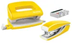 Segiklio ir skylmu&scaron;io rinkinys Leitz Mini WOW, 10 lapų, geltonas, P2, metalas, plastikas, 3,5 cm, 100 kabučių