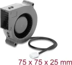 Delock Radial Fan / Blower Fan 12 V DC 75 x 75 x 25 mm su 3 kontaktų ventiliatoriaus jungtimi, juoda (67494)