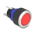 Delock 22 mm skydinis mygtukas, plok&scaron;čias, raudonas LED, litavimo gnybtai, 1 NO, 230 V AC/DC