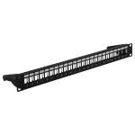 EFB 19 inch 1U Patch Panel, 24-Port, Metal, Foldable, Black RAL9005
