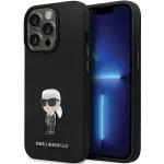 Karl Lagerfeld KLHCP14XSMHKNPK Silicone Ikonik Metal Pin Back Cover, skirta Apple iPhone 14 Pro Max 6.7, juoda