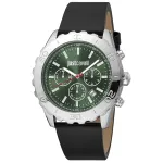 JUST CAVALLI MAN JC1G214L0015 46 mm kvarcinis analoginis laikrodis su juodu ciferblatu ir juoda odine apyranke