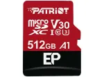 PATRIOT EP 512GB MicroSDXC atminties kortelė UHS-I U3 V30 A1, 90 MB/s skaitymas, su adapteriu