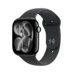 APPLE Watch Series 11 GPS 46mm Jet Black Aliuminio korpusas su juodu sportiniu dirželiu S/M