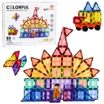LEAN TOYS Magnetic Construction Blocks 3D Panels Creative STEM Colorful 85 vnt.