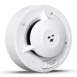 HISMART TV993451 i&scaron;manusis nuotolinio valdymo dūmų detektorius su Wi-Fi ir Tuya programėle, baltas