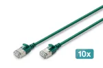 DIGITUS CAT 6A F-FTP plonas jungiamasis kabelis, 0,3 m, žalias, 10 vnt. pakuotė