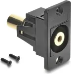 Delock skydelio montavimo 3,5 mm 3 kontaktų lizdo sujungėjas moteri&scaron;kas į moteri&scaron;ką auksuotas juodas 91207